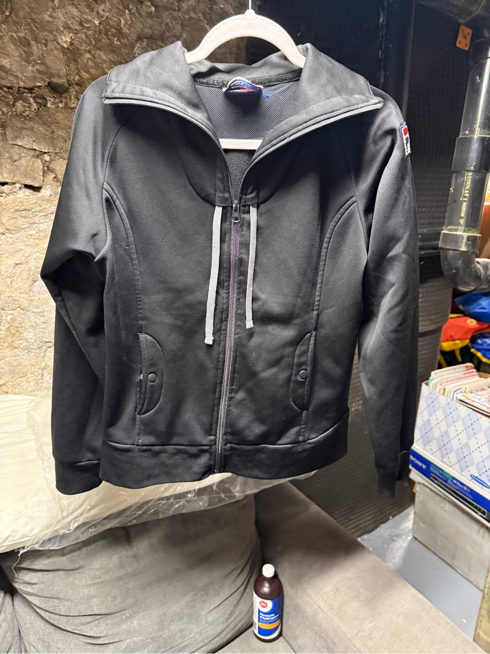 Vintage 90s FILA Track Jacket Black Full Zip High Neck Sportswear Retro Size XXL